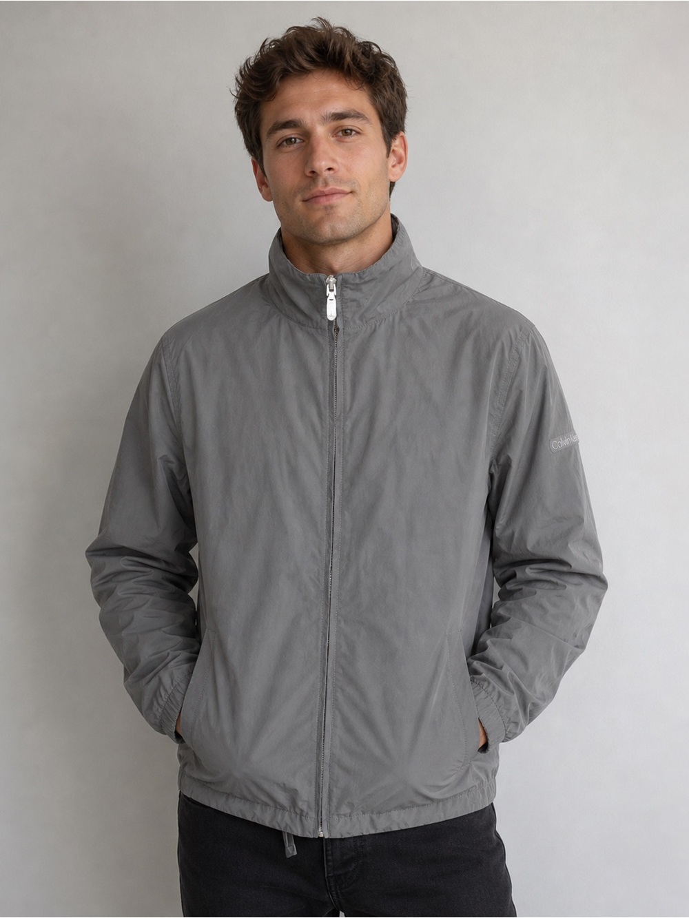 Calvin Klein Lightweight Jacket Mens Large Iron‎ Gray Zip
